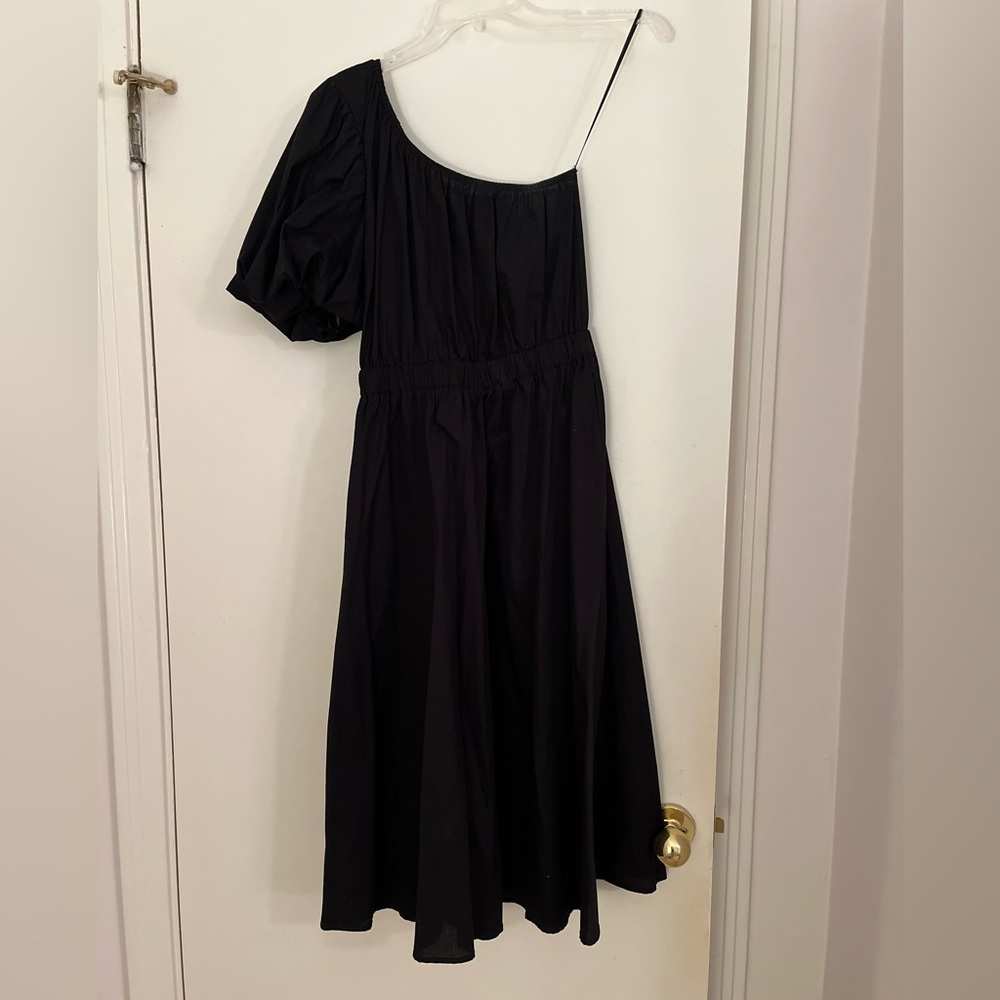 Altar’d State Black One Shouldered Puff Sleeve Dress